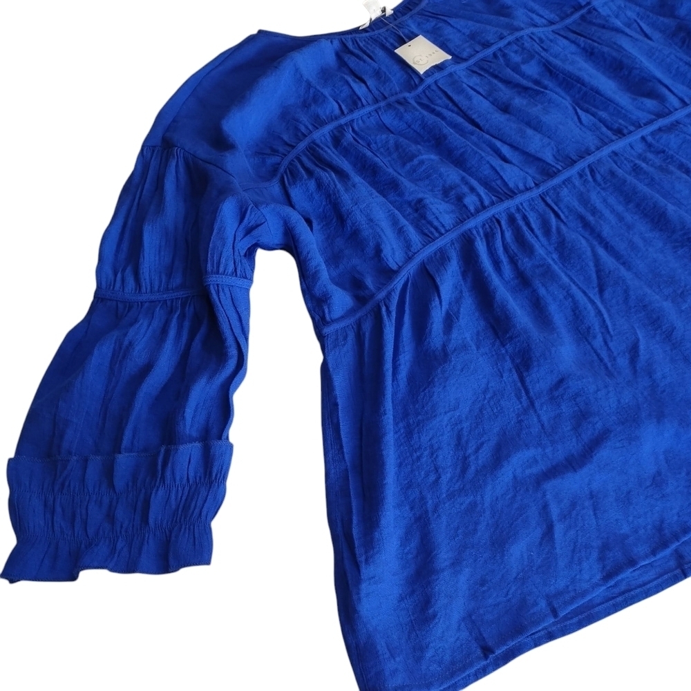 C Est. 1946 Women's Blue 3/4 Ruffle Sleeve Cowlneck Top Blouse Size XL NWT - Picture 8 of 11